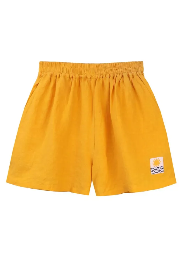 Women Basic Linen Shorts Canary LF Markey Shorts