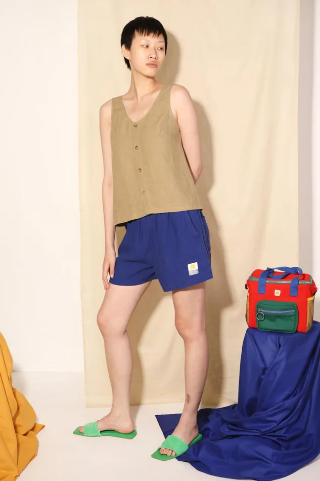 Women Basic Linen Shorts Cobalt LF Markey Shorts