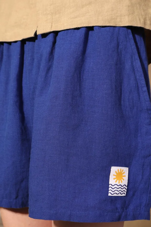 Women Basic Linen Shorts Cobalt LF Markey Shorts
