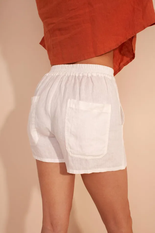 Women Basic Linen Shorts Ivory LF Markey Shorts