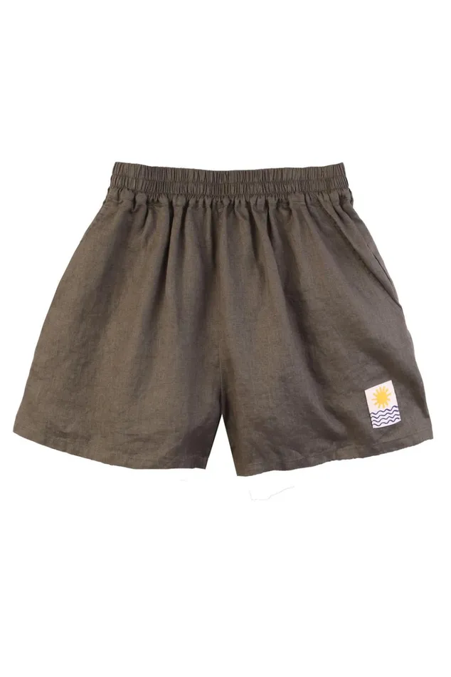 Women Basic Linen Shorts Moss LF Markey Shorts
