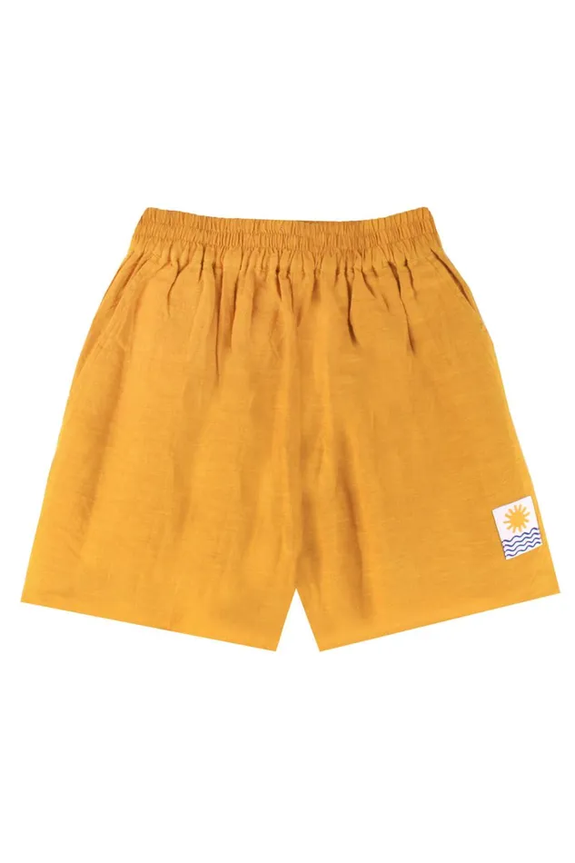 Women Basic Linen Shorts Saffron LF Markey Shorts