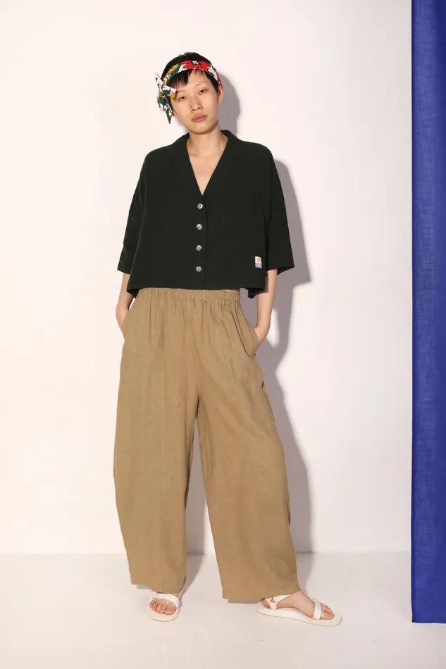 Women Basic Linen Trouser Stone LF Markey Trousers