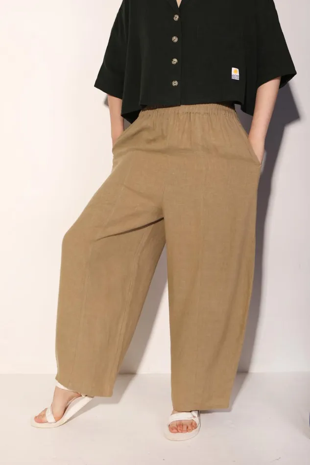 Women Basic Linen Trouser Stone LF Markey Trousers