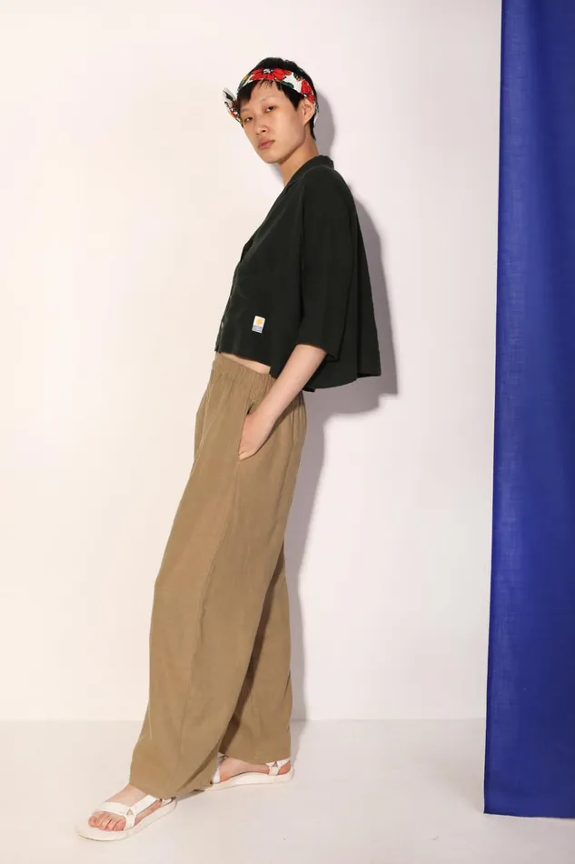 Women Basic Linen Trouser Stone LF Markey Trousers