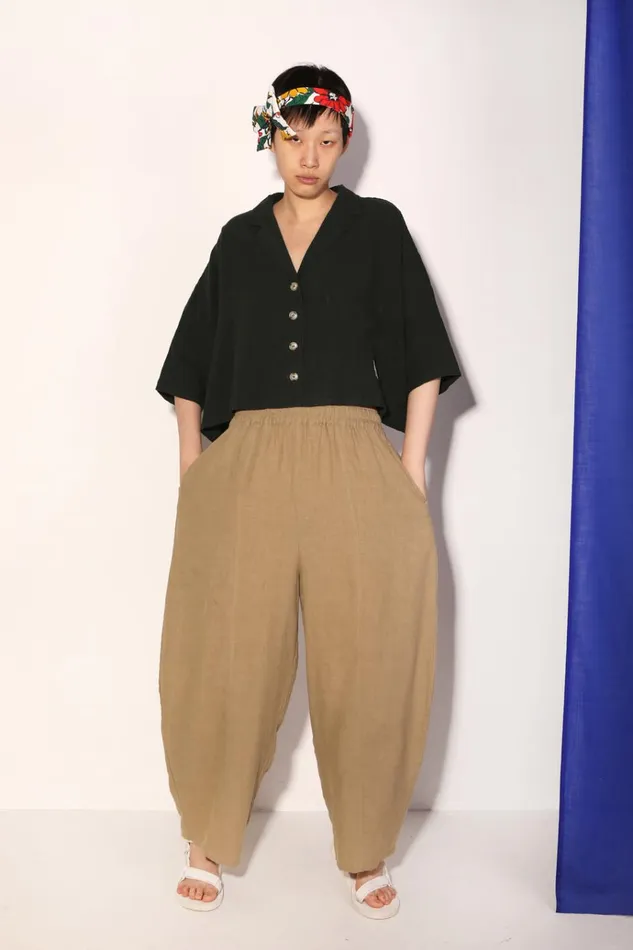 Women Basic Linen Trouser Stone LF Markey Trousers