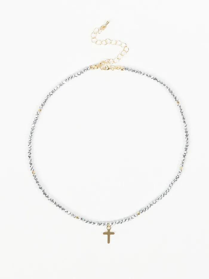 Women Beaded Cross Charm Necklace Silver Altar039d State Jewelry