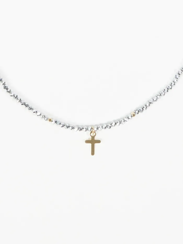 Women Beaded Cross Charm Necklace Silver Altar039d State Jewelry