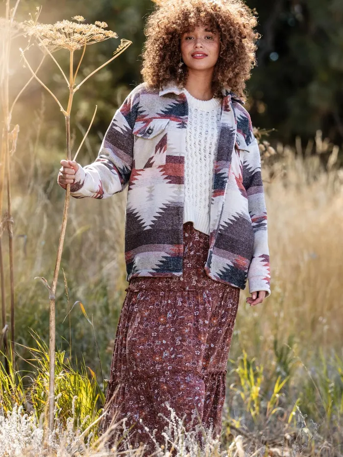 Women Beth Aztec Woven Shacket Beigerust Altar039d State Jackets