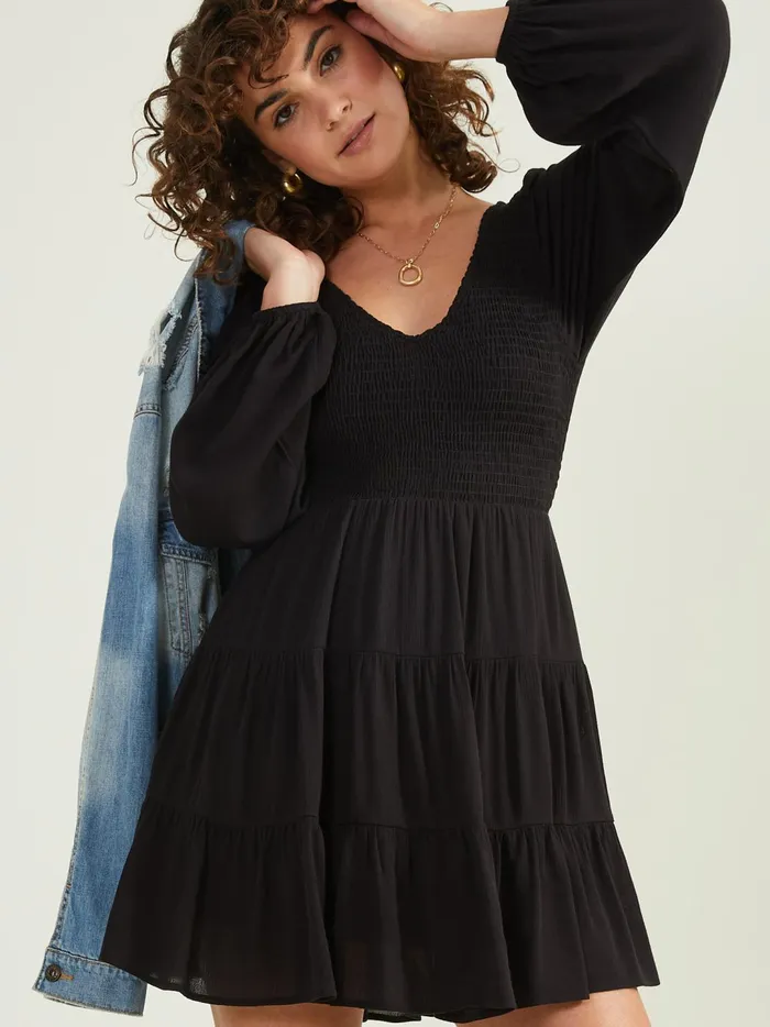 Women Bethany Smocked Dress Black Altar039d State Casual