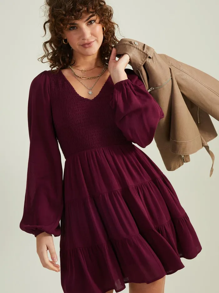 Women Bethany Smocked Dress Eggplant Altar039d State Casual