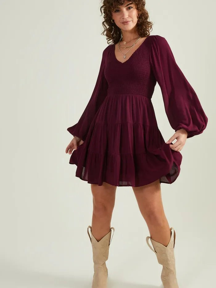 Women Bethany Smocked Dress Eggplant Altar039d State Casual