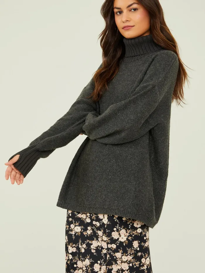 Women Billie Boucle Turtleneck Sweater Blackoyster Altar039d State Sweaters