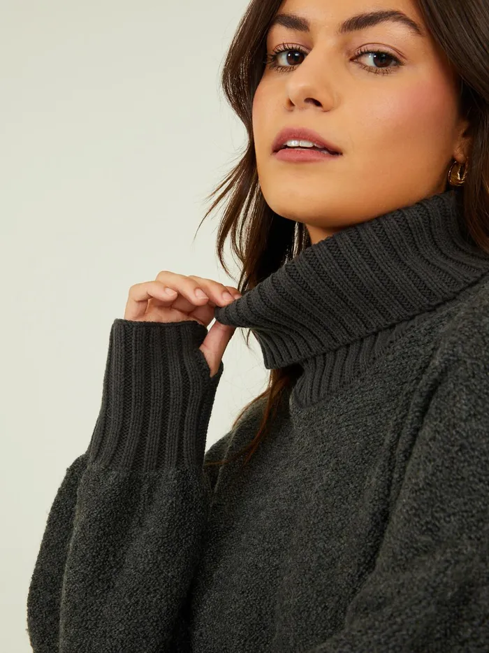 Women Billie Boucle Turtleneck Sweater Blackoyster Altar039d State Sweaters