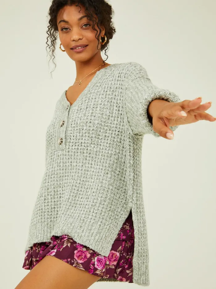 Women Brielle Waffle Stitched Tunic Sage Altar039d State Sweaters