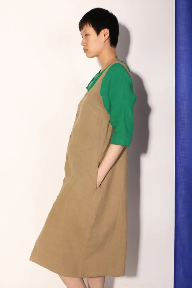 Women Button Front Slip Stone LF Markey Dresses