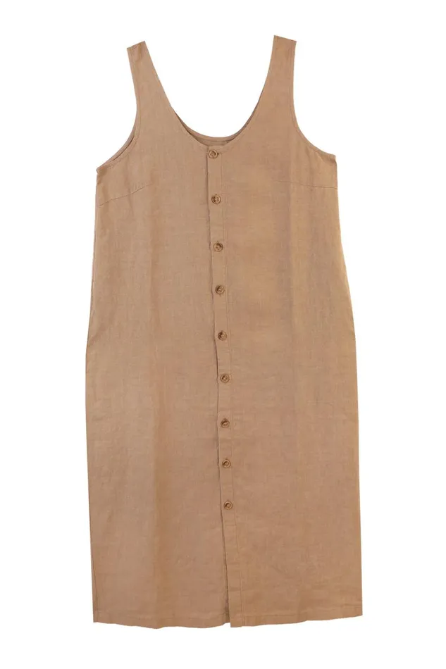 Women Button Front Slip Stone LF Markey Dresses