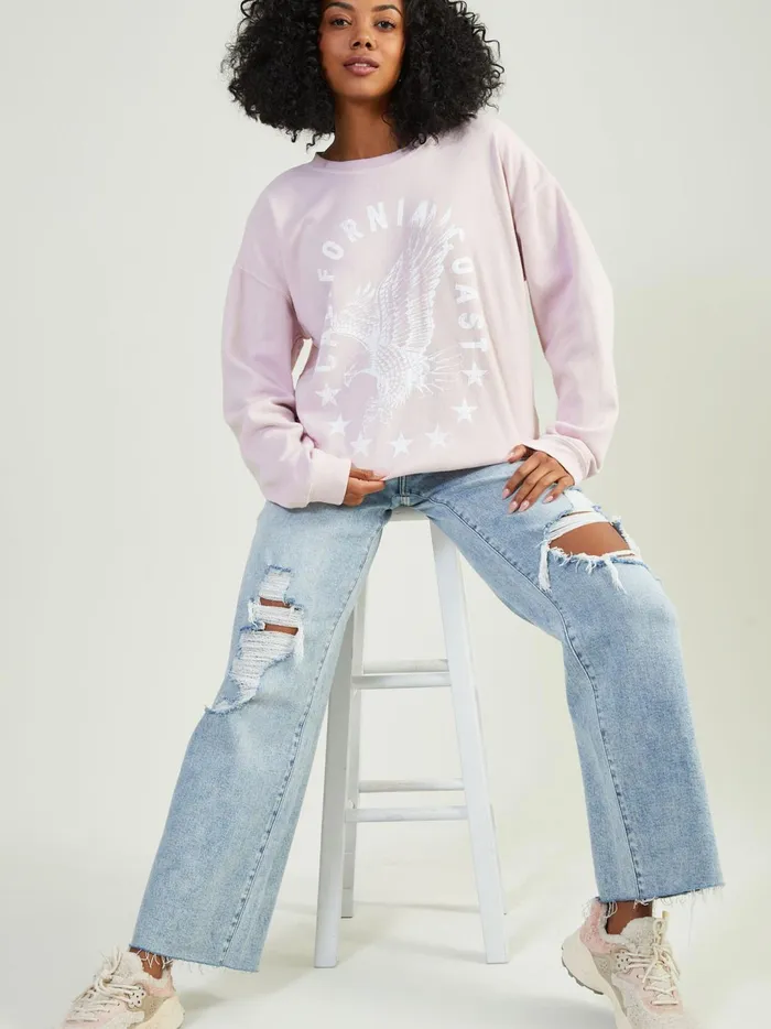 Women California Coast Oversized Sweatshirt Lilac Altar039d State Graphics