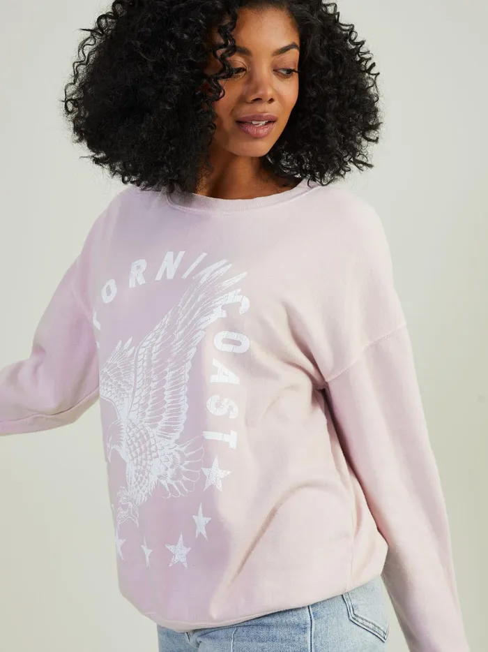Women California Coast Oversized Sweatshirt Lilac Altar039d State Graphics