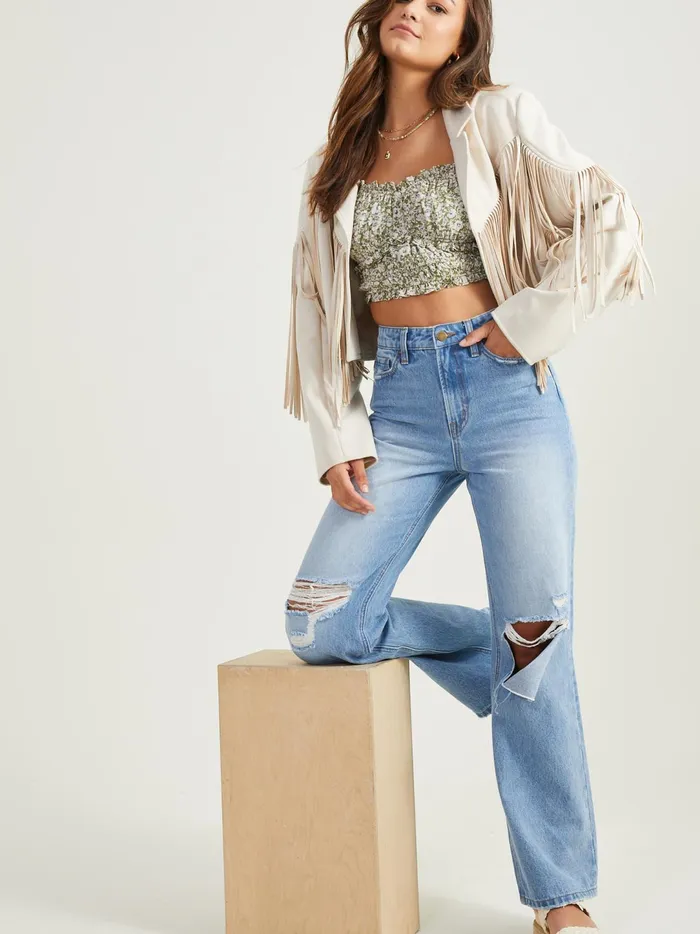 Women Cece Suede Fringe Jacket Ivory Altar039d State Jackets