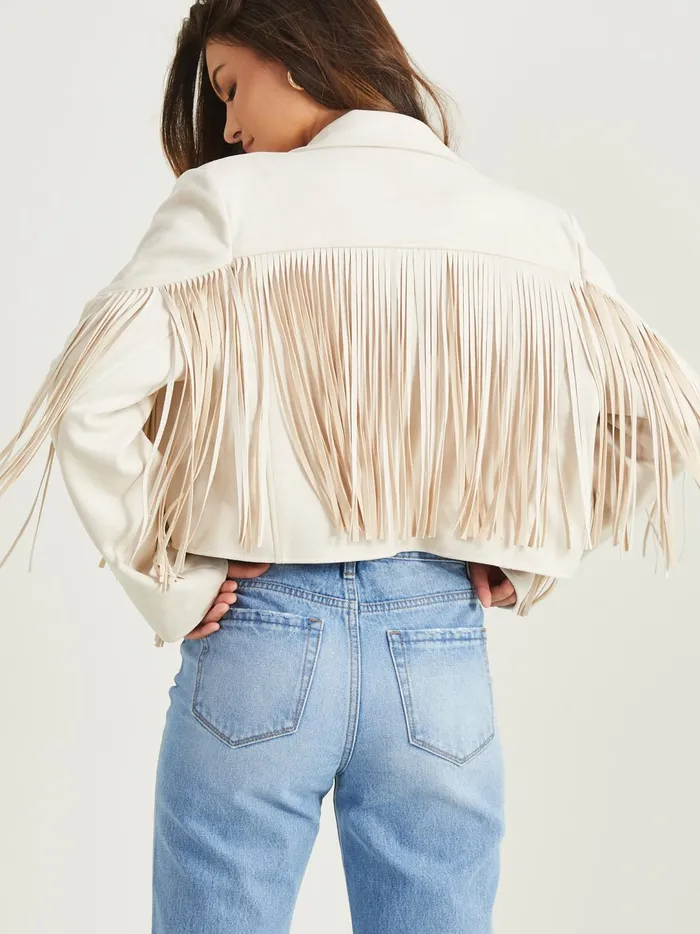 Women Cece Suede Fringe Jacket Ivory Altar039d State Jackets