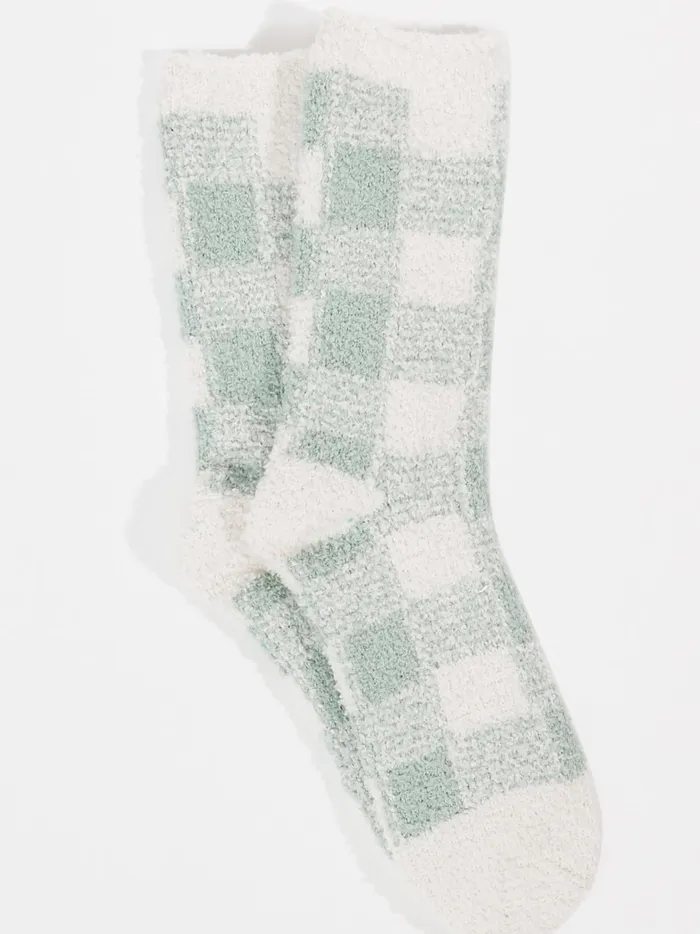 Women Checkered Cozy Socks Sage Altar039d State Socks