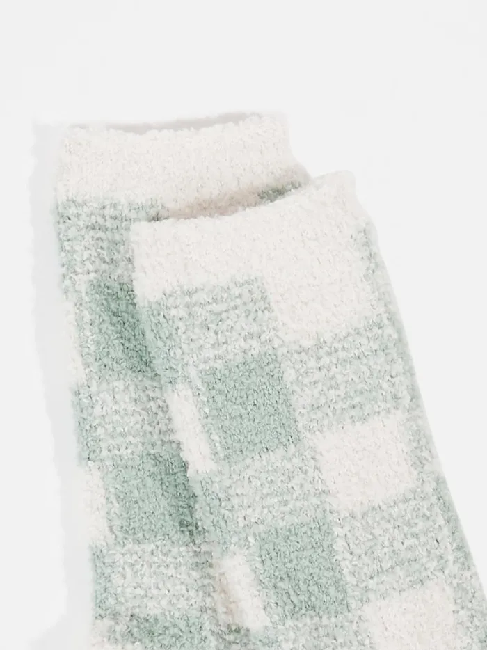 Women Checkered Cozy Socks Sage Altar039d State Socks