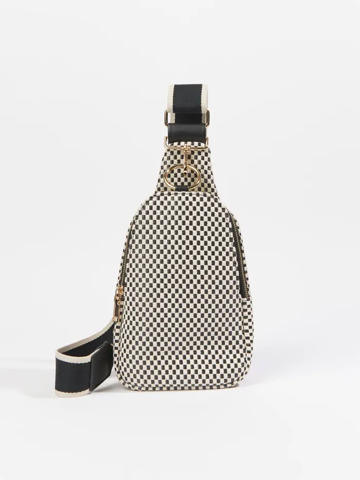 Women Checkered Sling Bag Blackwhite Altar039d State Handbags