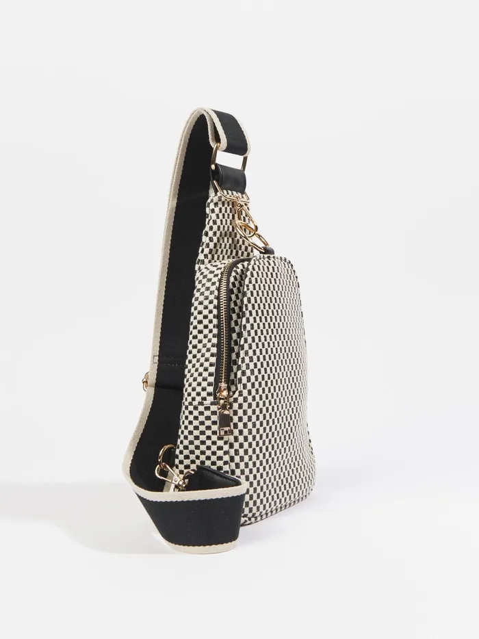 Women Checkered Sling Bag Blackwhite Altar039d State Handbags