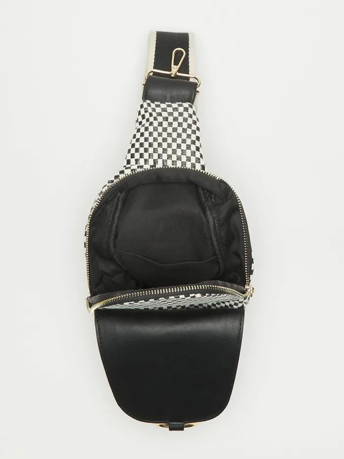 Women Checkered Sling Bag Blackwhite Altar039d State Handbags