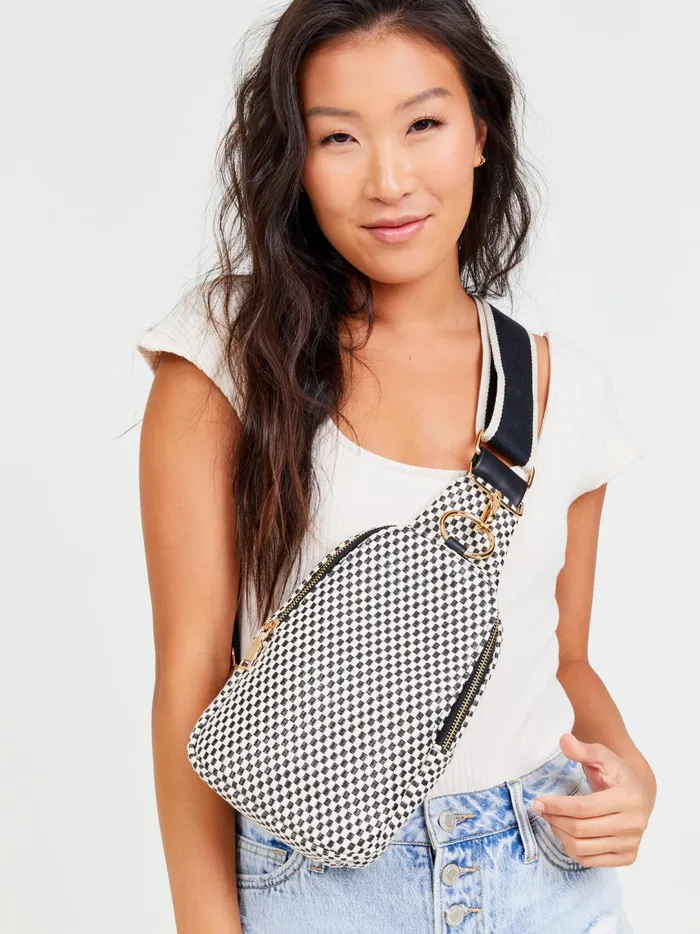 Women Checkered Sling Bag Blackwhite Altar039d State Handbags