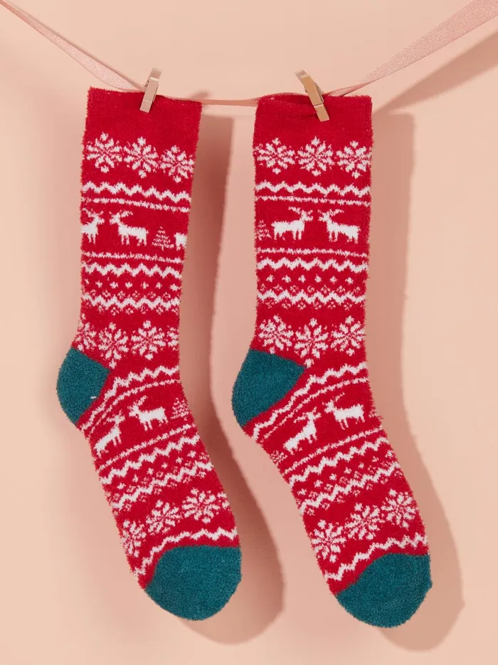 Women Christmas Cozy Socks Redwhite Altar039d State Socks