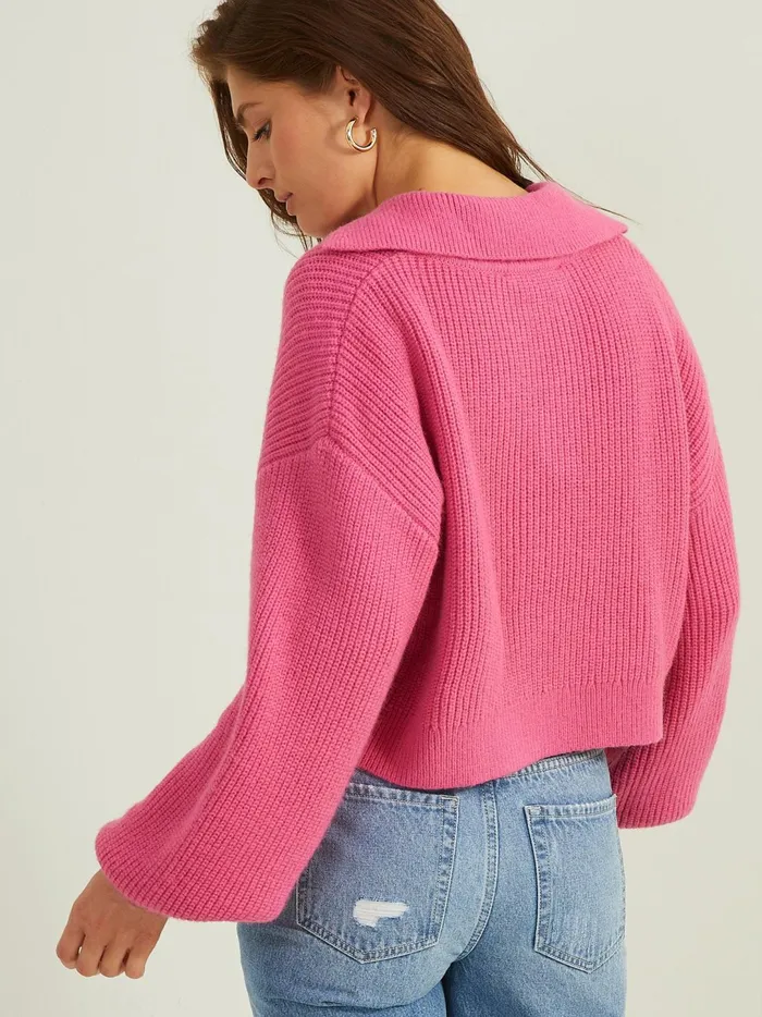 Women Ciara Collared Sweater Fuschia Altar039d State Sweaters