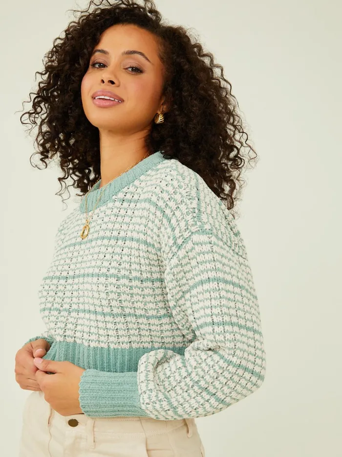 Women Claira Cropped Texture Sweater Iceberggreen Altar039d State Sweaters