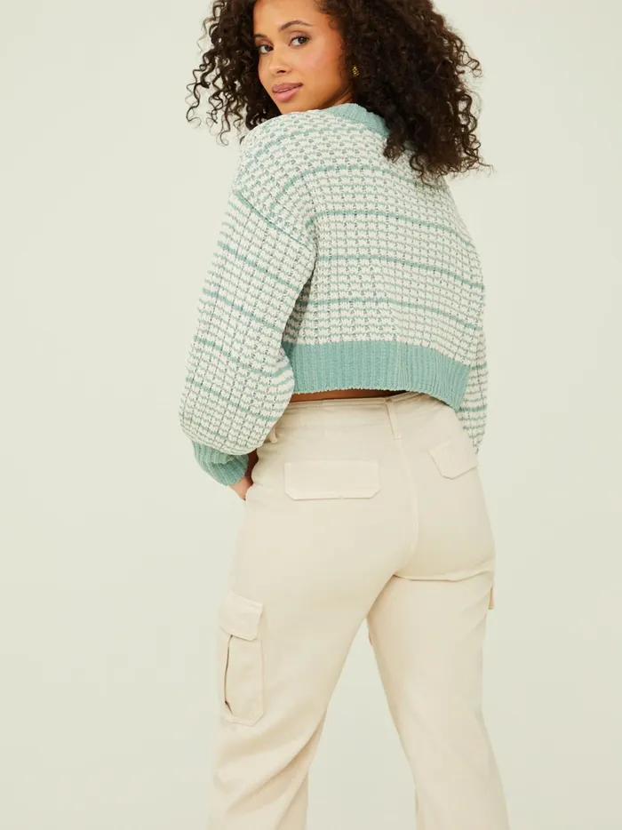 Women Claira Cropped Texture Sweater Iceberggreen Altar039d State Sweaters