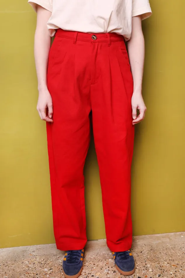 Women Classic Slacks Red LF Markey Trousers