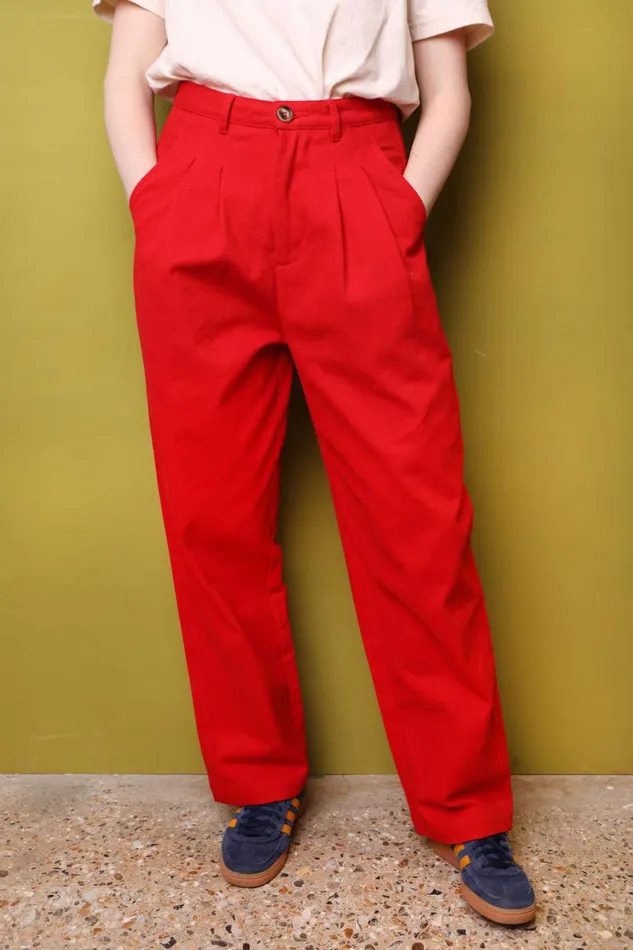 Women Classic Slacks Red LF Markey Trousers