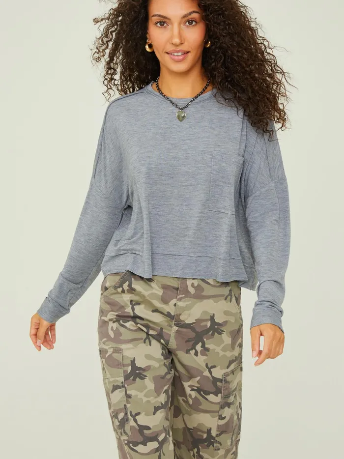 Women Clove Boxy Cropped Tee Charcoal Altar039d State Blouses