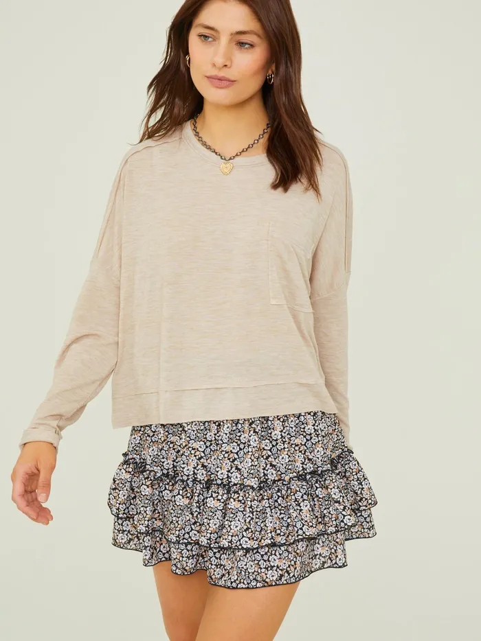 Women Clove Boxy Cropped Tee Oatmeal Altar039d State Blouses