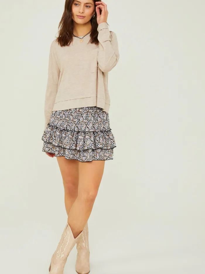Women Clove Boxy Cropped Tee Oatmeal Altar039d State Blouses