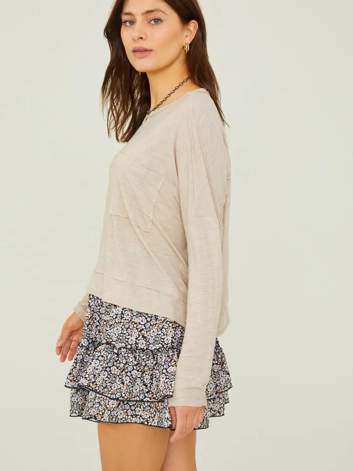 Women Clove Boxy Cropped Tee Oatmeal Altar039d State Blouses