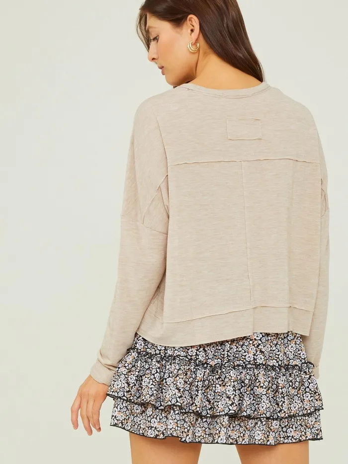 Women Clove Boxy Cropped Tee Oatmeal Altar039d State Blouses