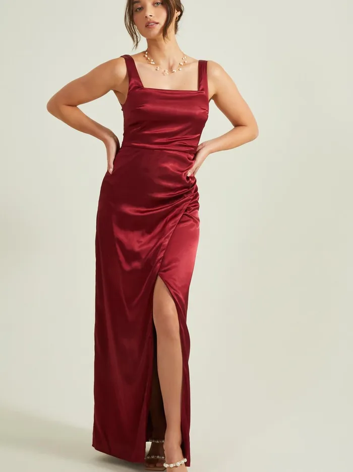 Women Cora Satin Maxi Dress Burgundy Altar039d State Maxi Midi