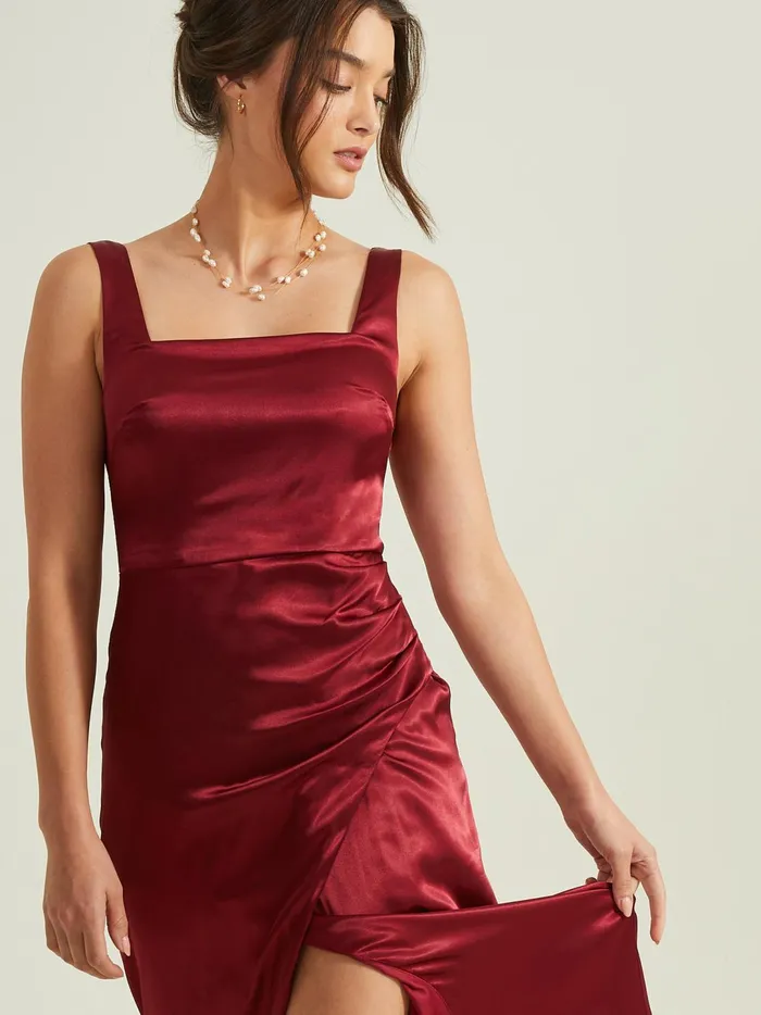 Women Cora Satin Maxi Dress Burgundy Altar039d State Maxi Midi