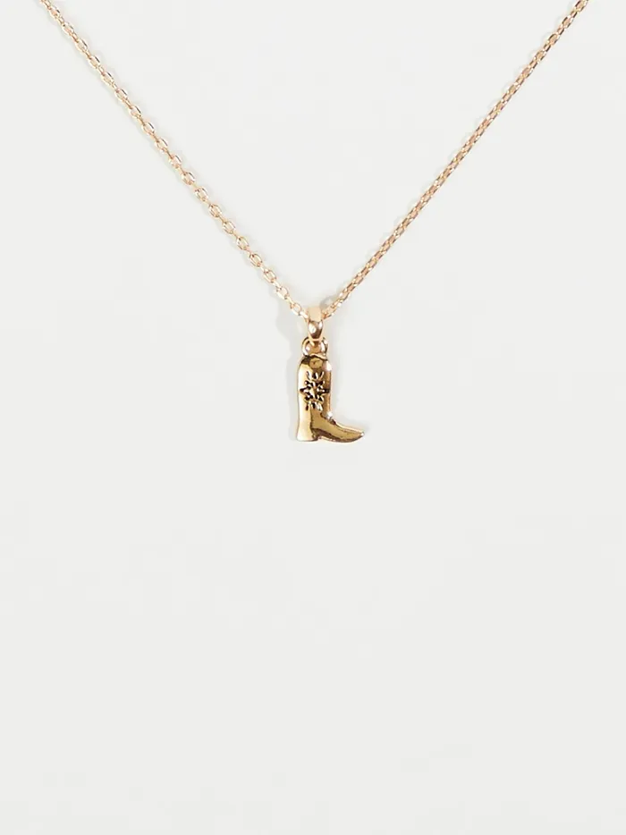Women Cowboy Boot Charm Necklace Gold Altar039d State Jewelry
