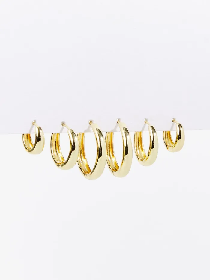 Women Crescent Hoop Earring Trio Pack Gold Altar039d State Jewelry