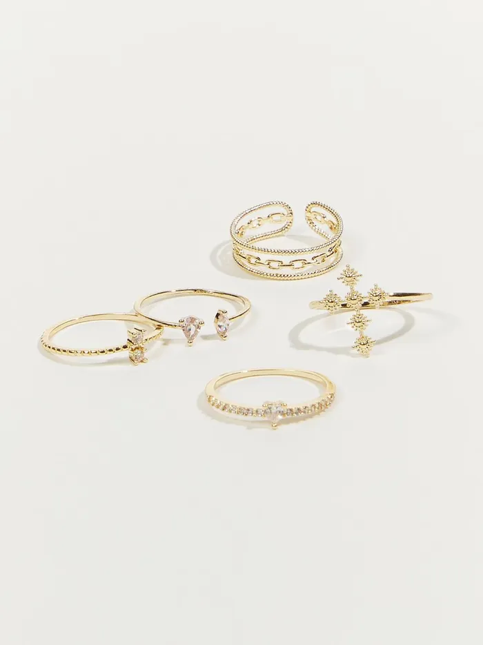 Women Cross Crystal Ring Pack Gold Altar039d State Jewelry