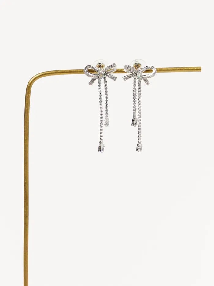 Women Crystal Bow Earrings Silver Altar039d State Jewelry