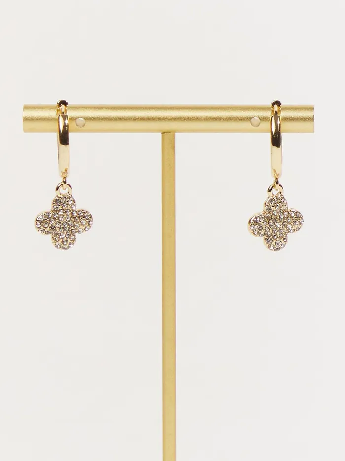 Women Crystal Quatrefoil Hoop Earrings Gold Altar039d State Jewelry