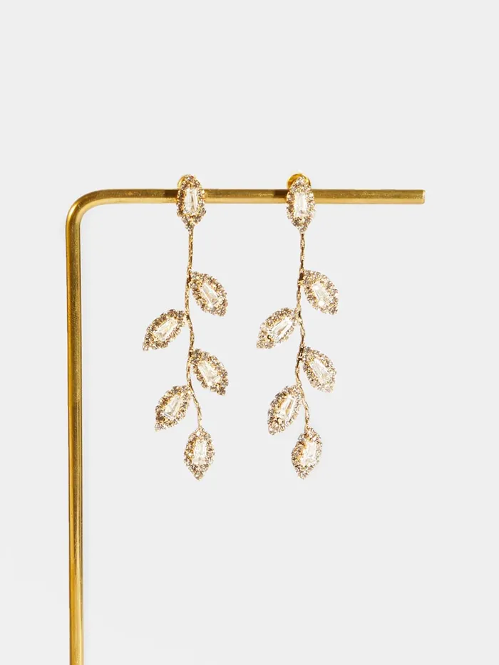 Women Crystal Vine Earrings Gold Altar039d State Jewelry